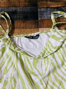 Green and White zebra print crop top from, SHEIN.