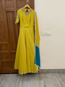 Stylish Yellow &amp; Blue Gown