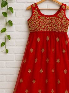 Red Embroidered Girls Dress