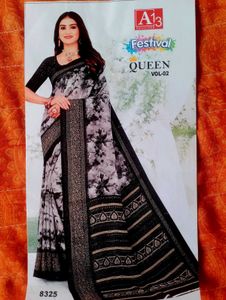 Elegant Black & White Saree