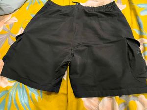Black Cargo Shorts with Zipper Pockets