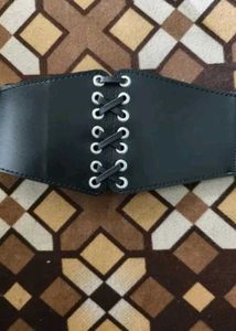 Corset Black Rexine/Leather Belt