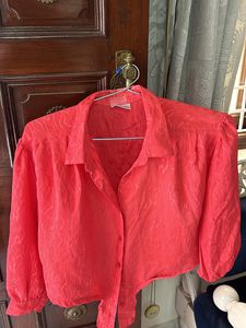 Red Crop Top With A Knot In Front