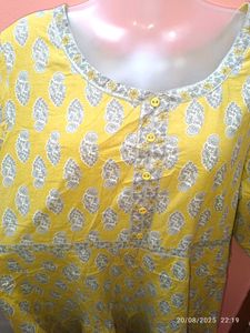 Xxl Max Yellow Printed Kurta