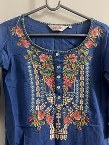 Biba Yoke Design Blue Floral Kurta