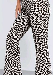 Checkered Print Flared Pants