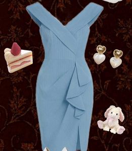 Chic Light Blue Bodycon Dress