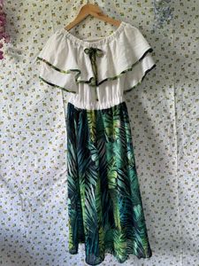 Tropical Print Off-Shoulder Dress