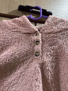 Pink Fuzzy Cropped Hoodie
