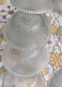 Vintage Etched Glass Dinner-Set &amp; Dessert Bowls