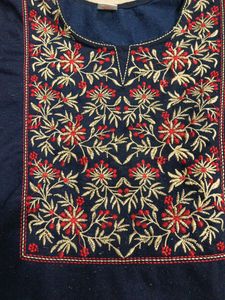 Navy Blue Colour Woolen Kurti