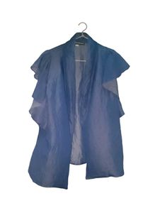 long ruffle blue shrug