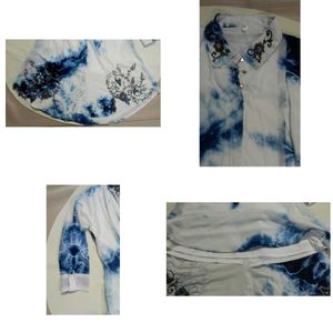blue and white shibori tie-dye kurta Pant With 🧣