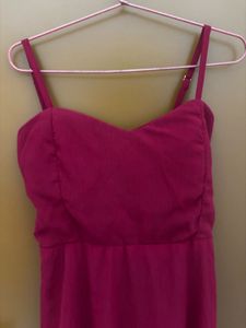Dark Red Padded Party Dress With Adjustable Straps
