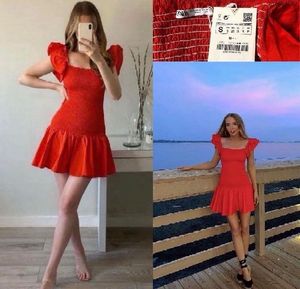 ZARA BRIGHT RED RUFFLED DRESS
