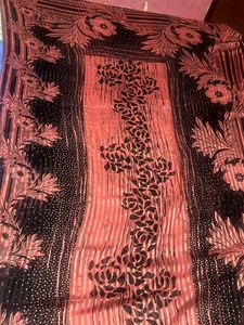 Black and Peach Designer Saree