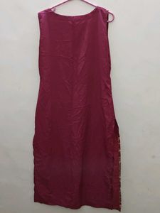 Rich Wine Purple Straight Cut Sleevless Kurta