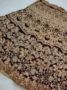 Maroon Velvet Lehenga Choli Dupatta