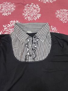 Korean style black checkered top!