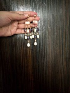 Stone &amp; Pearl Droplet Earrings