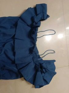 Blue Off-Shoulder Mini Dress