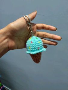 Crochet Ice Cream Cone Keychain Set