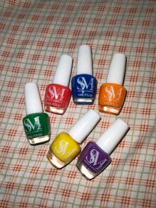 Nail Polish Set - Pink Blue Orange Voilet Green
