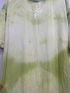 Green Tie Dye Chikankari Embroidered Kurta