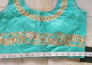 Teal &amp; Pink Embroidered Lehenga Set