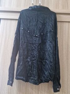Black Long Sleeve Button-Up