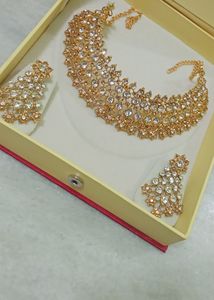 Golden With White Stone Necklace