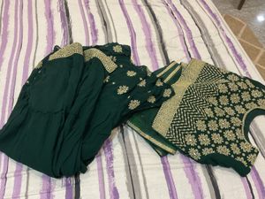 Green Embroidered Skirt Blouse Duptta