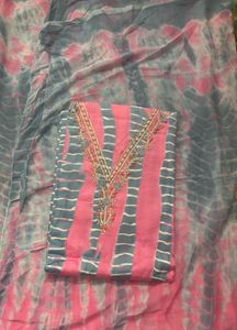 Pink & Grey Dress Material