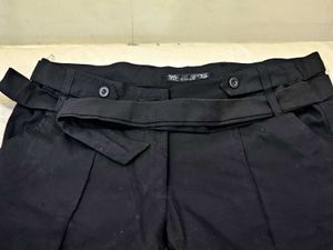 Black belted trousers