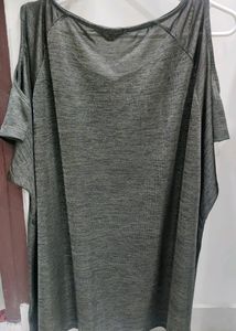 Girls Grey Cut Shoulder Top