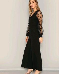 Elegant Black Jumpsuit with Star Sleeves