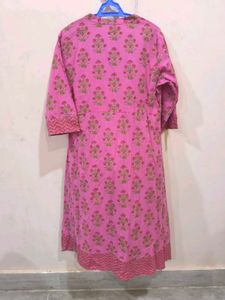 Pink A-line Front Slit Kurti.