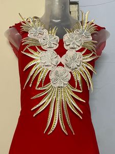 Pintrest Padded Elegant Red Maxi Dress