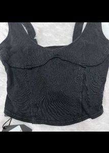 Black Corset Style Crop Top