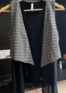 Striped Vest & Black Top Set