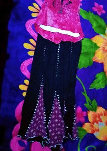 Unique Black Skirt and Pink Top Set