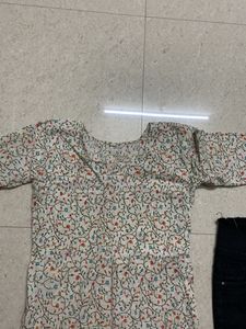 Cute Floral Top &amp; Jeans Set