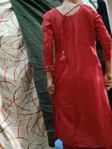 Red &amp; Gold Sequin Kurti
