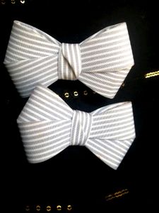 Striped Bow Hair Clips