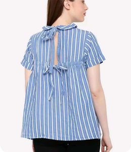 Blue Striped Casual Top 💙🛍️🛒