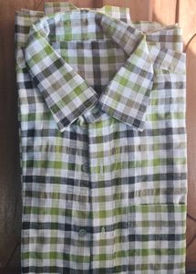 Green-Grey Chequered Shirt (Full Sleeves)