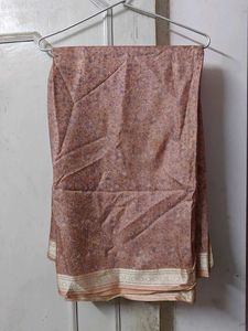 Elegant Pure Silk Saree |Light Peach Printed Pallu