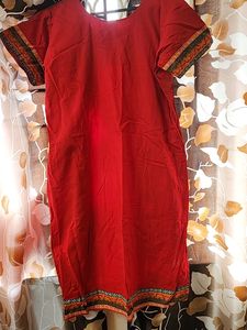 A line Stitched Red Kurti