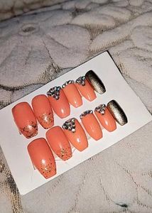 Peach Sparkle Press-On Nails