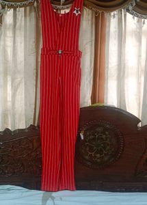 Red Striped Jumpsuit